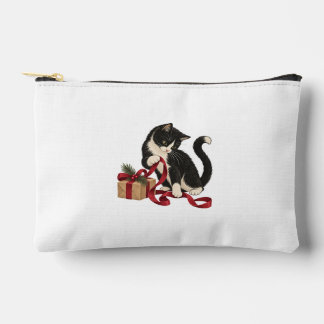 Smoking-Katze mit rotem Geschenkband Zubehörtasche