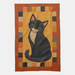 Smoking-Katze-Quilt Geschirrtuch