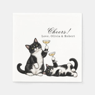 Smoking-Katze Toast Benutzerdefinierter Name Prost Serviette