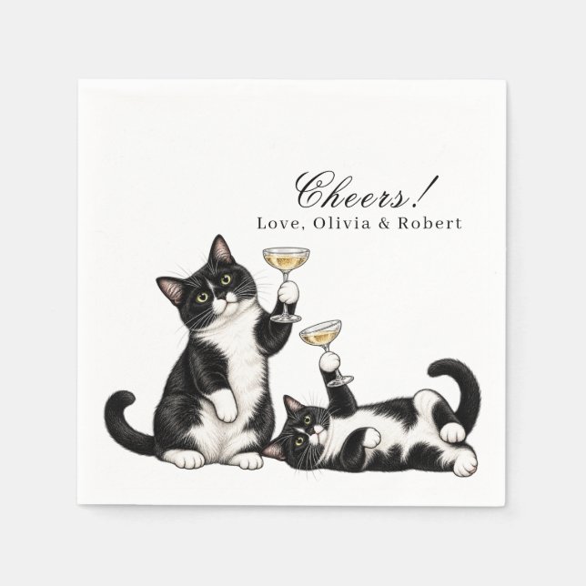 Smoking-Katze Toast Benutzerdefinierter Name Prost Serviette (Vorderseite)