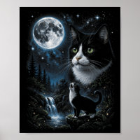 Smoking Katzen im Wald, die den Mond anheulen, Ret