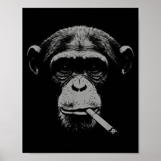 Smoking Meme Monkey for Men Women Monkey Smoking Poster