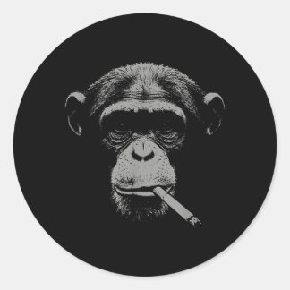 Smoking Meme Monkey for Men Women Monkey Smoking Runder Aufkleber
