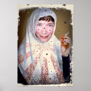 Smoking Nun Canvas Print Poster