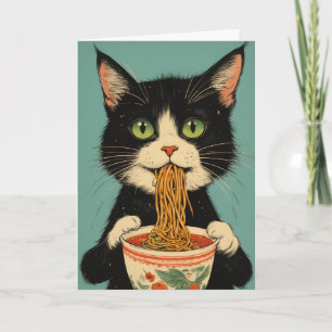 SMOKINGKATZE RAMEN NUDELN GEBURTSTAGSGRUßKARTE KARTE