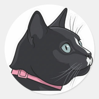 Smokingkatzenporträt Runder Aufkleber