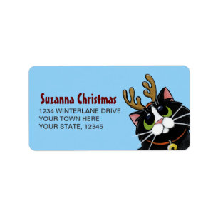 Smokings-Katzen-Ren-Weihnachten Adressaufkleber