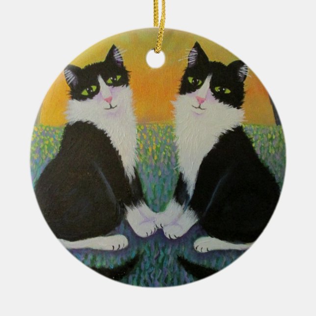 Smokingskatzenverzierung Keramik Ornament (Vorne)