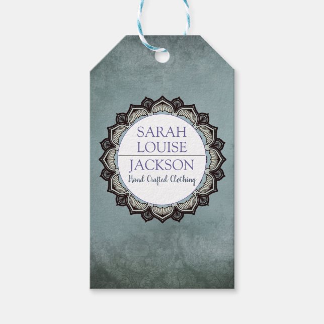 Smoky Blue Monogram Handmade Bekleidung Tag Geschenkanhänger (Vorderseite)