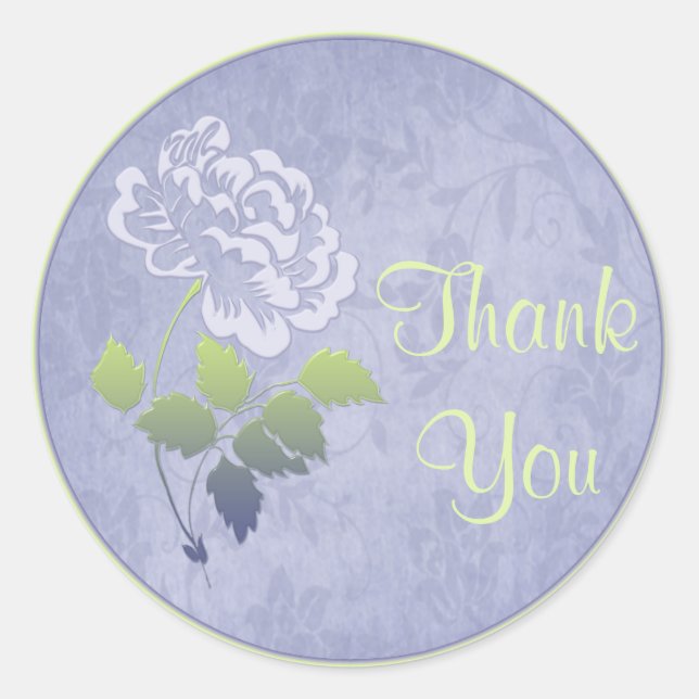 Smoky Blue und Green Floral 1,5" Danke Sticker (Vorderseite)