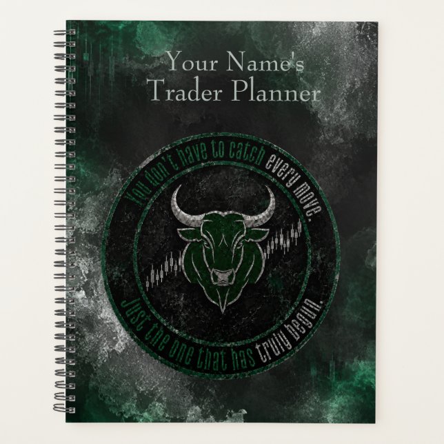 Smoky Emerald Bull Timing Zitat Design Planer (Vorderseite)
