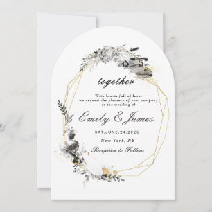 Smoky Frame Gold schick Hochzeit Einladung