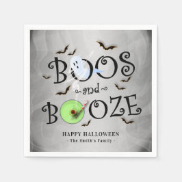 Smoky Gray Boos & Booze Halloween-Party Serviette