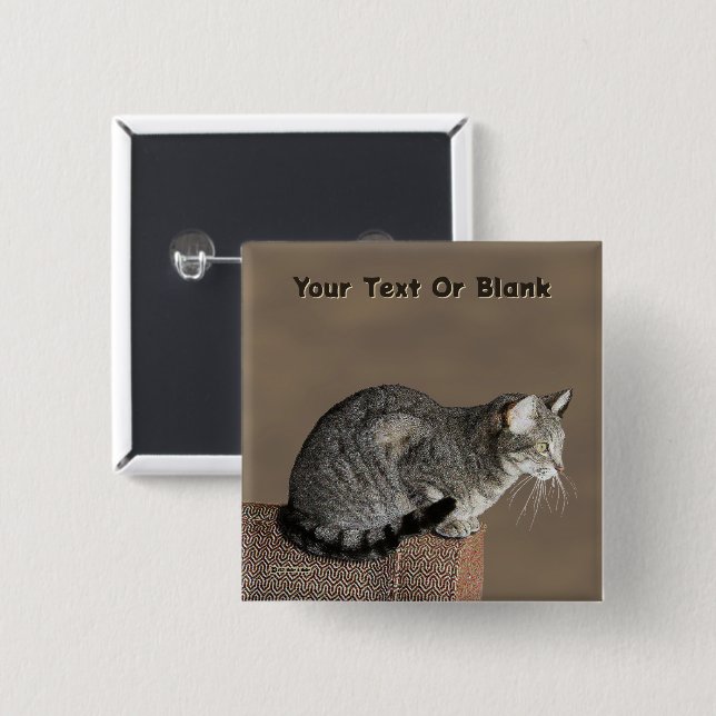 Smoky Gray Tabby Cat Button (Vorne & Hinten)