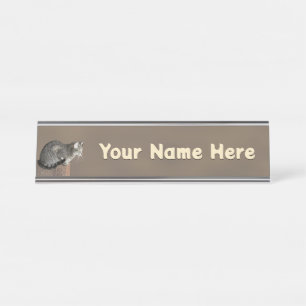 Smoky Gray Tabby Cat Schreibtischnamensplakette