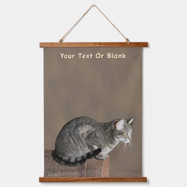 Smoky Gray Tabby Cat Wandteppich Mit Holzrahmen (Vorderseite)