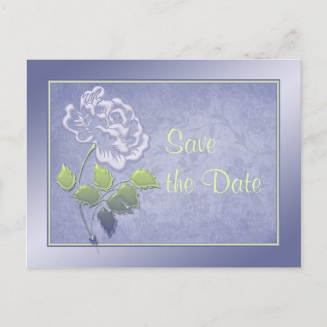 Smoky Heather Blue und Green Floral Save the Date Ankündigungspostkarte (Vorderseite)