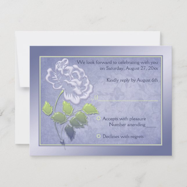 Smoky Lavender Peony mit Green Repcard Einladung (Vorderseite)