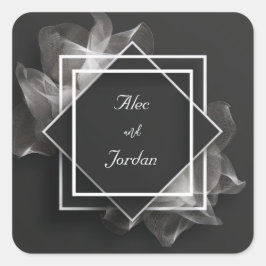 Smoky Mesh Layers Elegant Black Wedding Quadratischer Aufkleber