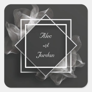 Smoky Mesh Layers Elegant Black Wedding Quadratischer Aufkleber