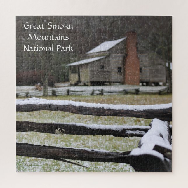 Smoky Mountain Cades Cove Snow Puzzle (Vertikal)