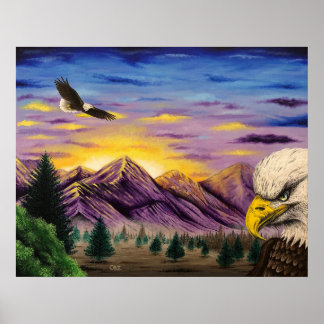 "Smoky Mountain Eagles" Landschaftliches Kunstpost Poster