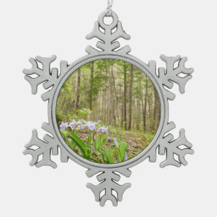 Smoky Mountain Trail im Frühling Schneeflocken Zinn-Ornament