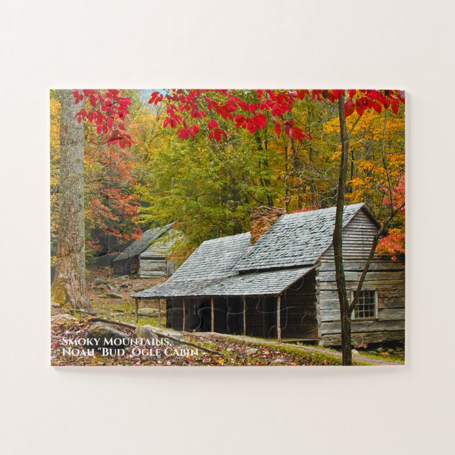 Smoky Mountains Noah "Bud" Ogle Cabin GSMNP Foto Puzzle (Horizontal)