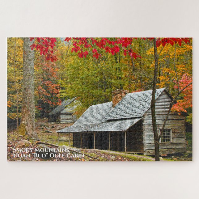 Smoky Mountains Noah "Bud" Ogle Cabin GSMNP Foto Puzzle (Horizontal)