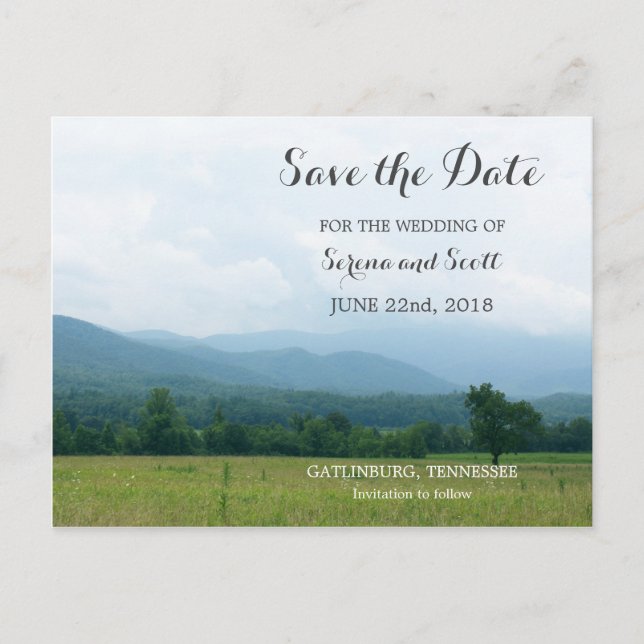 Smoky Mountains Save the Date Postcard Ankündigungspostkarte (Vorderseite)