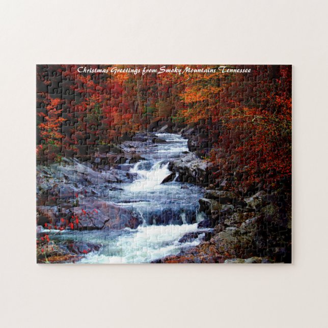 Smoky Mountains Tennessee. Weihnachtsgrüße Puzzle (Horizontal)