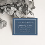 Smoky Navy and Cream Hotel Accommodation Cards Begleitkarte<br><div class="desc">Slip these chic,  petite cards into your wedding invitations to let out of town guests know of any hotel arrangements or group codes. Smoky,  dusty navy blue cards feature elegant cream lettering in modern block and classic italic typefaces. Coordinates with our Peach Poppies wedding invitation suite.</div>