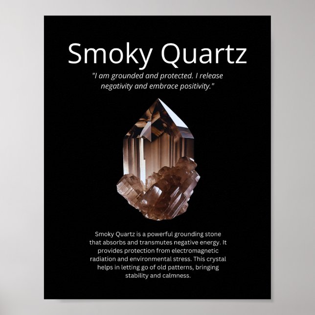 Smoky Quarz Stone Crystal Meaning Poster (Vorne)