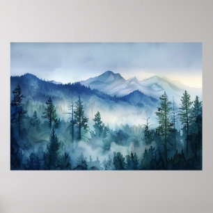 Smoky Sleeping Ute Mountain Aquarellen Bilder Poster