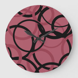 Smoky Topaz and Black Circles Große Wanduhr