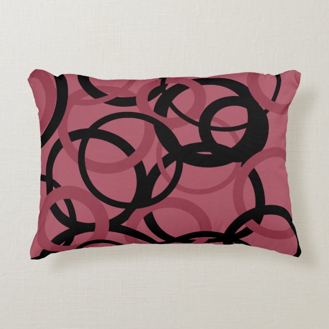 Smoky Topaz und schwarze Kreise Dekokissen (Vorderseite)