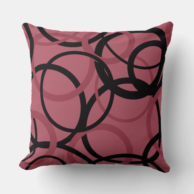 Smoky Topaz und schwarze Kreise Kissen (Vorderseite)