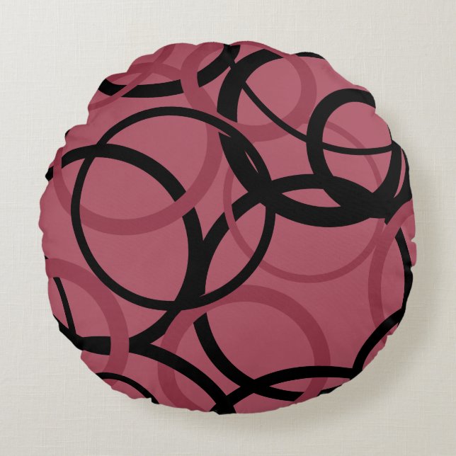 Smoky Topaz und schwarze Kreise Rundes Kissen (Vorderseite)