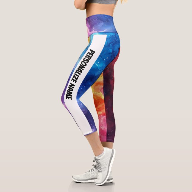 Smoky Watercolor PERSONALISIEREN Capri Leggings (Links)