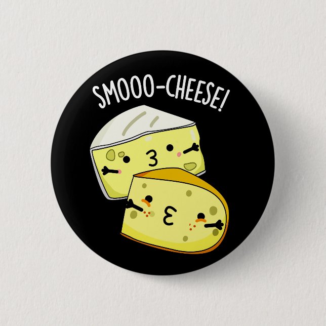 Smoo-cheese Funny Cheese Pun Dark BG Button (Vorderseite)