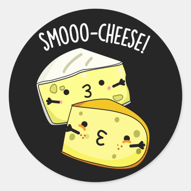 Smoo-Käse Funny Cheese Pun Dark BG Runder Aufkleber (Vorderseite)
