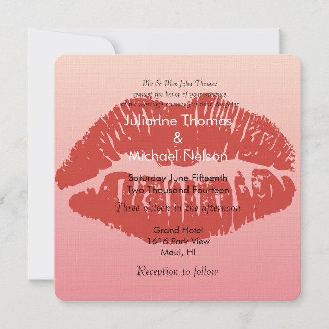 Smooch Lips Wedding Einladung (Vorderseite)