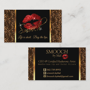 Smooch - Makeup Artist mit Leopard und Roten Lippe Visitenkarte