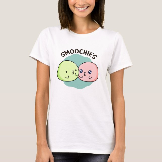 Smoochies Funny Kissing Mochi Pun T-Shirt (Vorderseite)