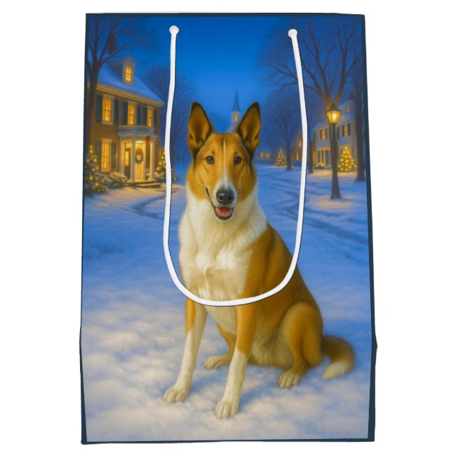Smooth Collie Holiday  Mittlere Geschenktüte (Rückseite)