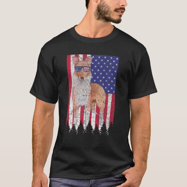 Smooth Collie Patriotic Dog USA Pride American Fla T-Shirt (Vorderseite)