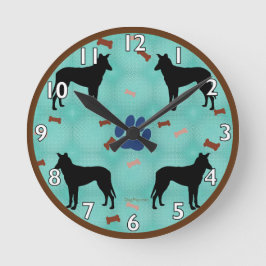 Smooth Collie Shadow Runde Wanduhr
