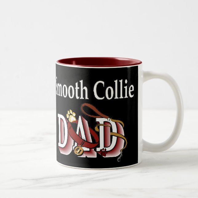 Smooth Collie Vater Geschenke Zweifarbige Tasse (Rechts)