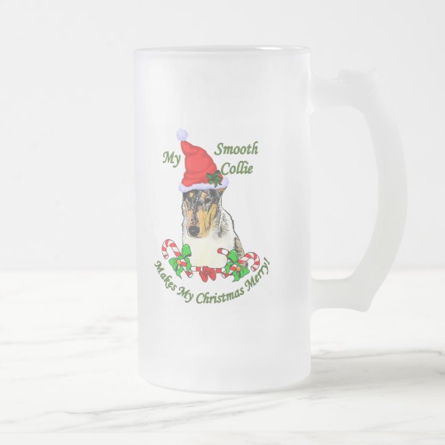 Smooth Collie Weihnachtspenden Mattglas Bierglas (Rechts)
