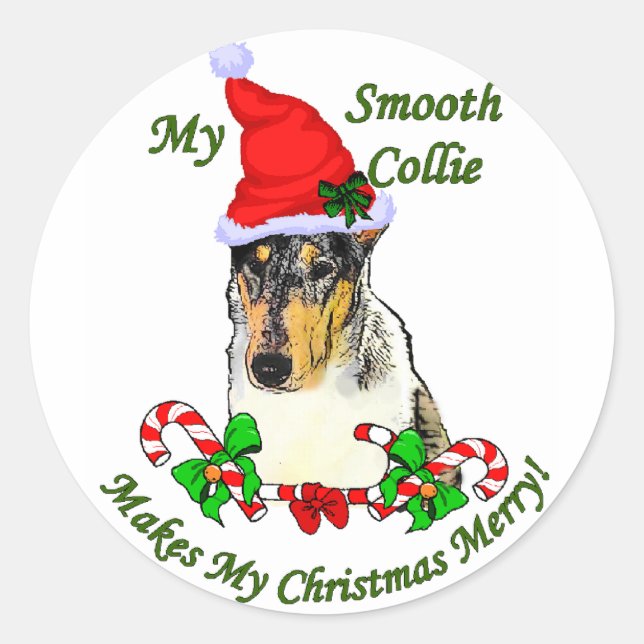 Smooth Collie Weihnachtspenden Runder Aufkleber (Vorderseite)